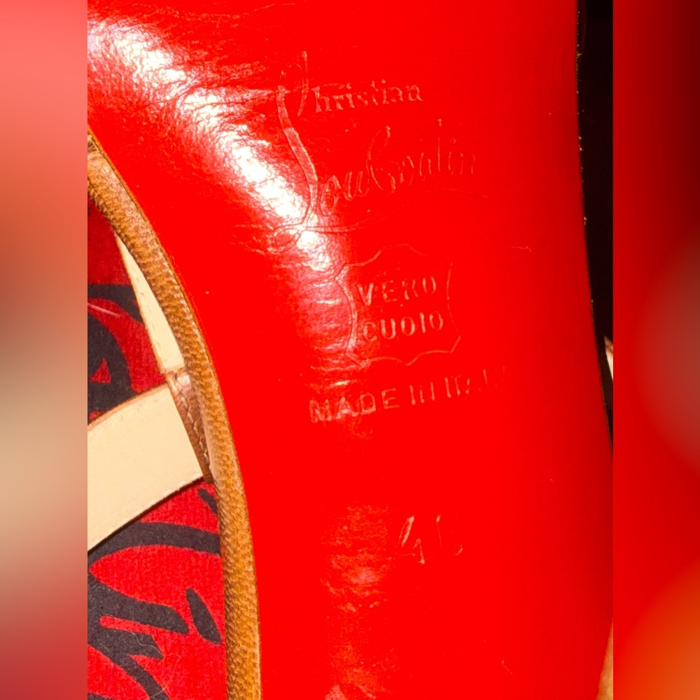 ✨Vintage✨Christian Louboutin Tan Cosette T-strap Leather Heels ❤️ - Picture 12 of 12